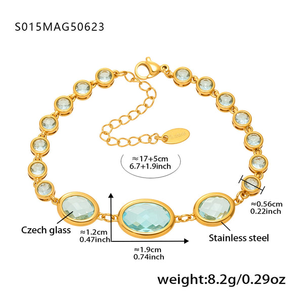 Wholesale Stainless Steel Czech Glass Geometric Anklet For Women Simple Style Luxury Foot Accessories