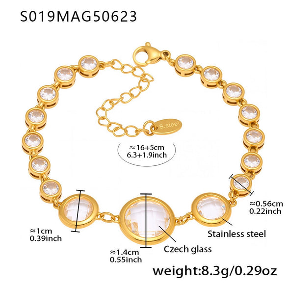 Wholesale Stainless Steel Czech Glass Geometric Anklet For Women Simple Style Luxury Foot Accessories