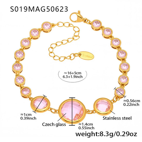 Wholesale Stainless Steel Czech Glass Geometric Anklet For Women Simple Style Luxury Foot Accessories