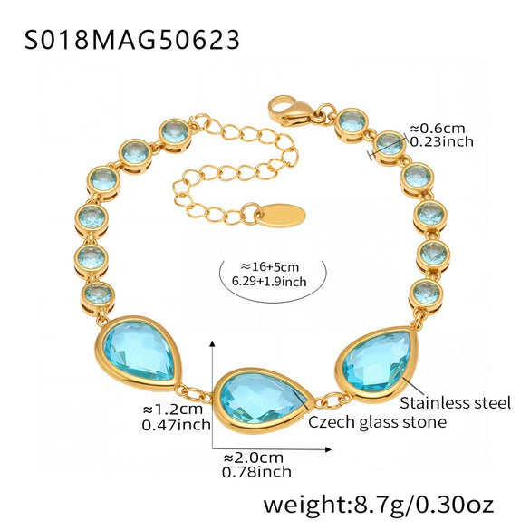 Wholesale Stainless Steel Czech Glass Geometric Anklet For Women Simple Style Luxury Foot Accessories