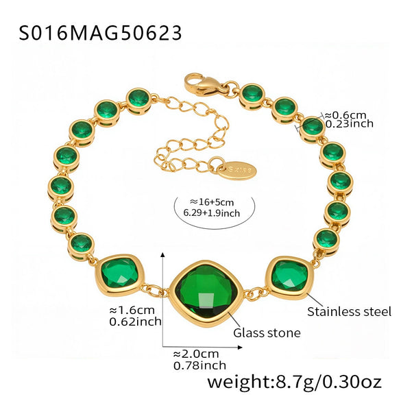 Wholesale Stainless Steel Czech Glass Geometric Anklet For Women Simple Style Luxury Foot Accessories