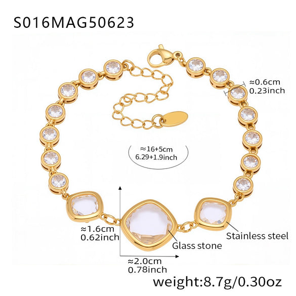 Wholesale Stainless Steel Czech Glass Geometric Anklet For Women Simple Style Luxury Foot Accessories