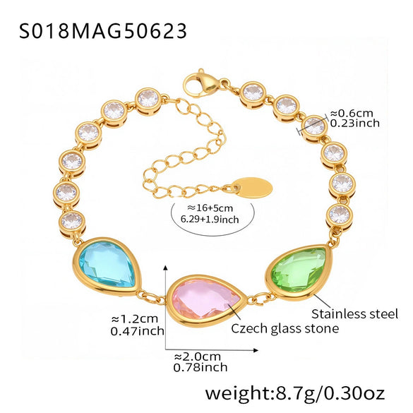 Wholesale Stainless Steel Czech Glass Geometric Anklet For Women Simple Style Luxury Foot Accessories