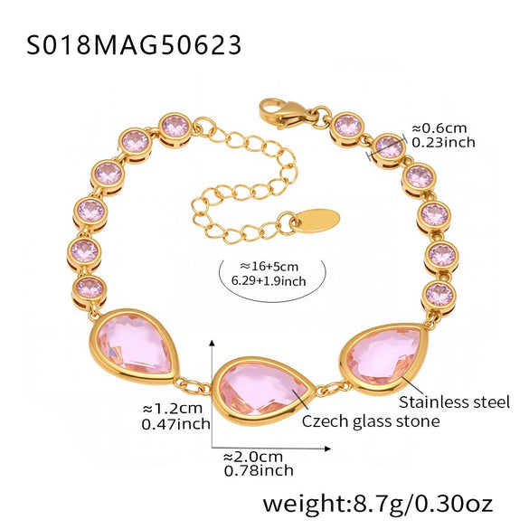 Wholesale Stainless Steel Czech Glass Geometric Anklet For Women Simple Style Luxury Foot Accessories