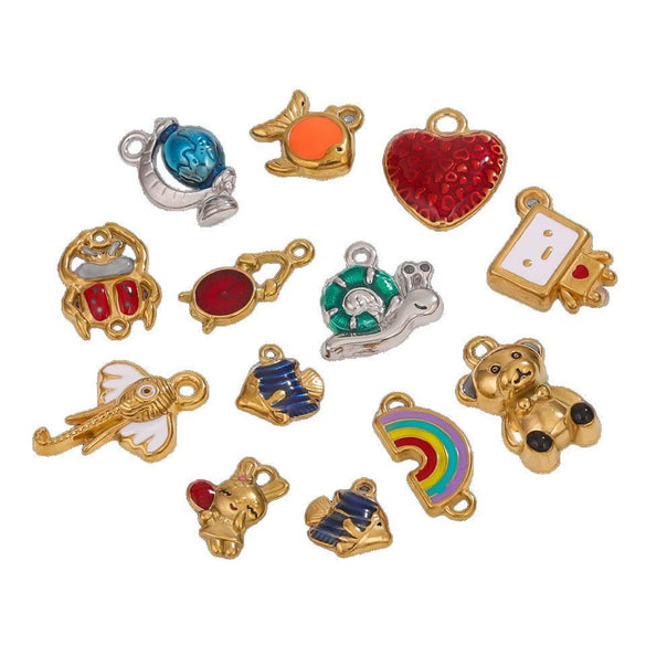 Wholesale Stainless Steel 3D Vintage Enamel Oil Drop Cartoon Bear Pendant Necklace Jewelry Accessories