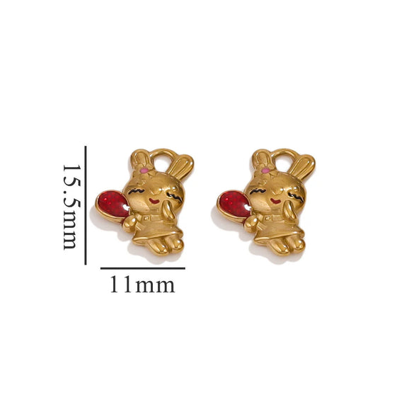 Wholesale Stainless Steel 3D Vintage Enamel Oil Drop Cartoon Bear Pendant Necklace Jewelry Accessories
