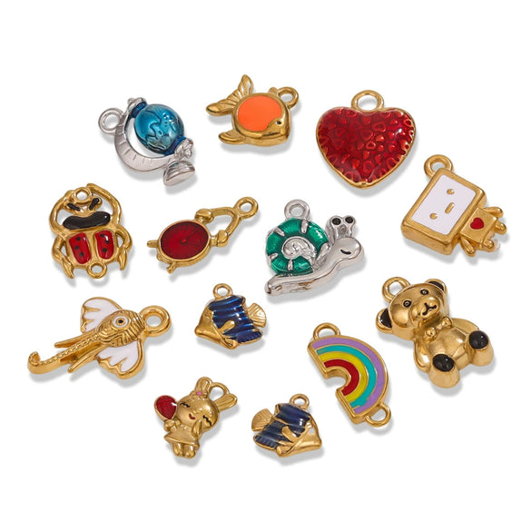 Wholesale Stainless Steel 3D Vintage Enamel Oil Drop Cartoon Bear Pendant Necklace Jewelry Accessories