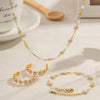 Wholesale Stainless Steel Daisy Flower Bracelet Set With 18K Vacuum Plating