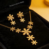 Wholesale Stainless Steel Daisy Flower Jewelry Set 18K Gold Plated For Women