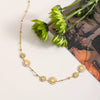 Wholesale Stainless Steel Daisy Geometric Pattern Diamond Pink Necklace With 18K Gold Electroplating