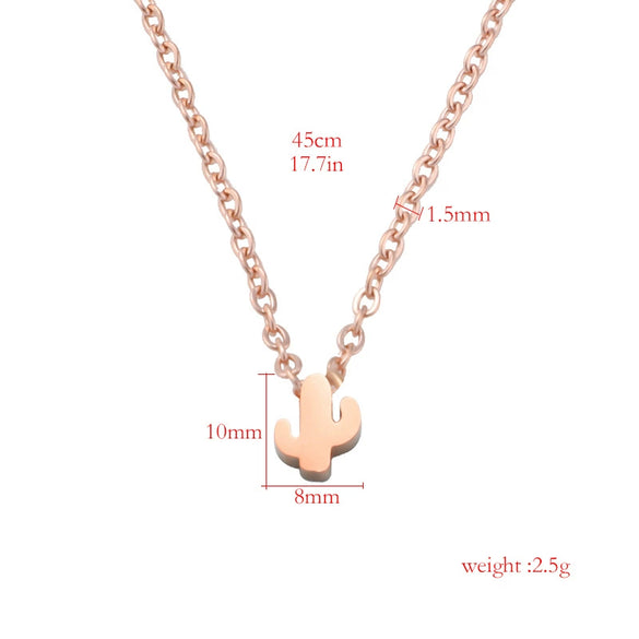 Wholesale Stainless Steel Desert Cactus Pendant Necklace With Mirror Polishing