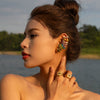 Wholesale Stainless Steel Diamond Ear Clip Ear Stud Earrings With Geometric Design
