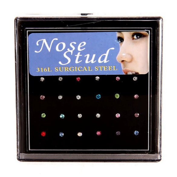 Wholesale Stainless Steel Diamond Round Nose Ring Body Piercing Jewelry Unisex