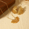 Wholesale Stainless Steel Diamondencrusted Geometric Fanshaped Pendant Necklace And Earrings For Women