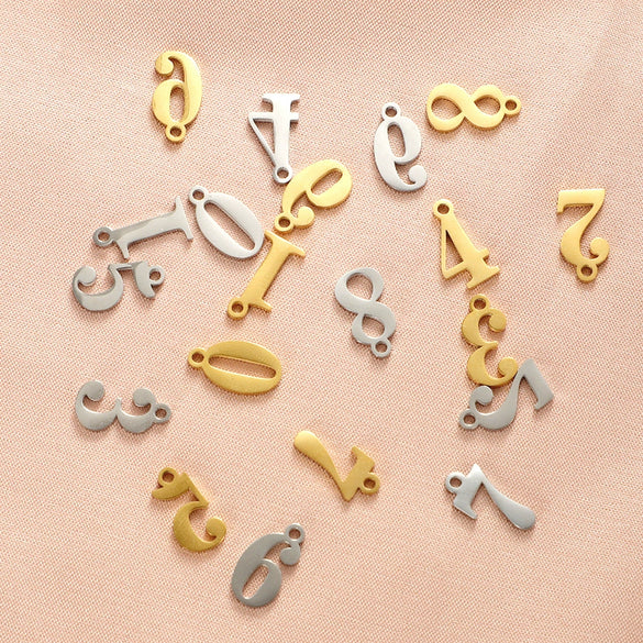 Wholesale Stainless Steel Digital Pendant Necklace Jewelry Accessories With Electroplating And Letters Numbers Text Pattern