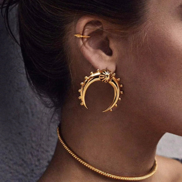 Wholesale Stainless Steel Double C Earrings With Advanced Sense For Women Electroplated Ear Jewelry