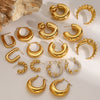 Wholesale Stainless Steel Double C Earrings With Geometric Style And Electroplating For Women