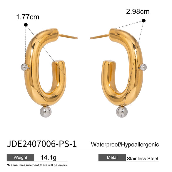 Wholesale Stainless Steel Double C Earrings With Geometric Style And Electroplating For Women