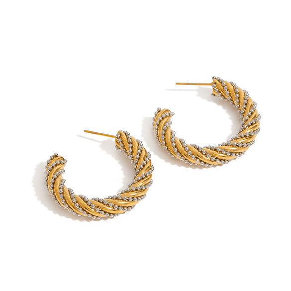 Wholesale Stainless Steel Double C Geometric Earrings With Electroplating For Women