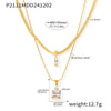 Wholesale 316L Stainless Steel Double Layer Blade Chain Square Zircon Light Luxury Niche Necklace With Electroplating