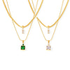 Wholesale 316L Stainless Steel Double Layer Blade Chain Square Zircon Light Luxury Niche Necklace With Electroplating