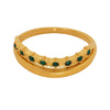 Wholesale Stainless Steel Double Layer Green Zircon Ring Tail Ring With Geometric Pattern Light Luxury Style Electroplated