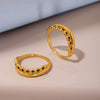 Wholesale Stainless Steel Double Layer Green Zircon Ring Tail Ring With Geometric Pattern Light Luxury Style Electroplated