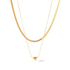 Wholesale Stainless Steel Double Layer Snake Bone Chain Heart Pattern Electroplated Women's Necklace