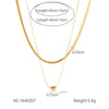 Wholesale Stainless Steel Double Layer Snake Bone Chain Heart Pattern Electroplated Women's Necklace