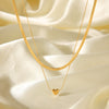 Wholesale Stainless Steel Double Layer Snake Bone Chain Heart Pattern Electroplated Women's Necklace
