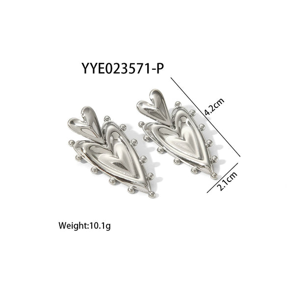 Wholesale Stainless Steel Double Peach Heart Irregular Earrings With Pvd Vacuum Real Gold Electroplating For Women