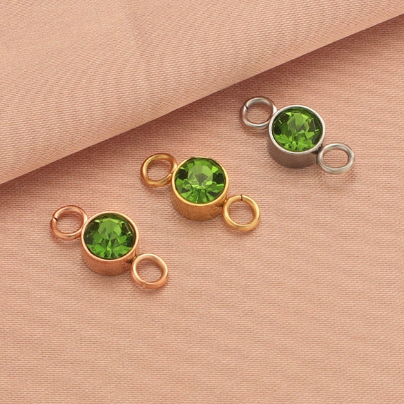 Wholesale Stainless Steel Double Ring Pendant Diy Jewelry Accessories With Smooth Pattern And Electroplating Treatment For December Birthday Stone