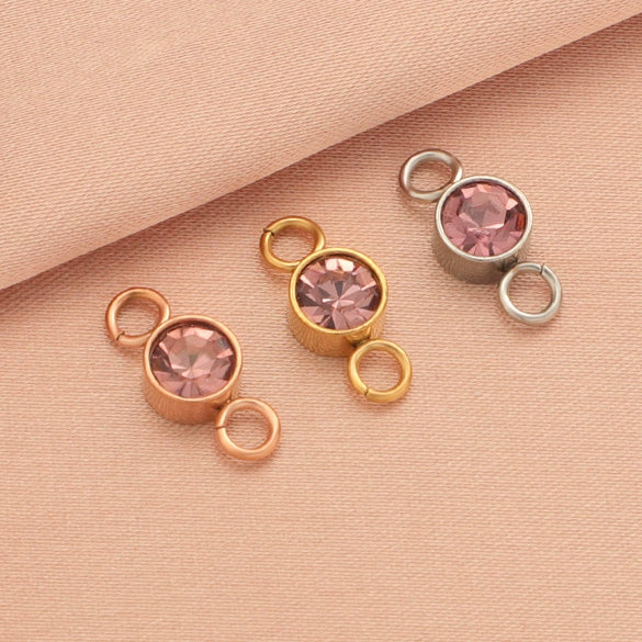 Wholesale Stainless Steel Double Ring Pendant Diy Jewelry Accessories With Smooth Pattern And Electroplating Treatment For December Birthday Stone