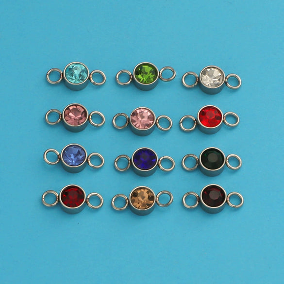 Wholesale Stainless Steel Double Ring Pendant Diy Jewelry Accessories With Smooth Pattern And Electroplating Treatment For December Birthday Stone