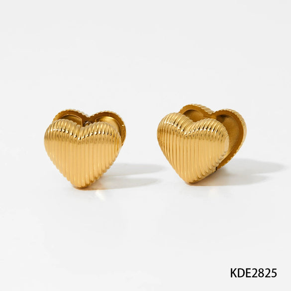 Wholesale Stainless Steel Double Sided Round Heart Shaped Texture Earrings With Electroplating For Women