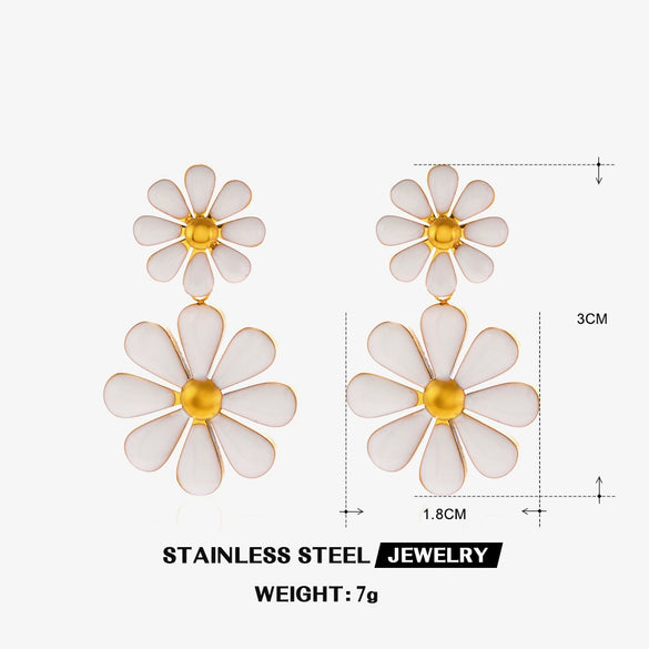 Wholesale Stainless Steel Doublelayer Flower Earrings For Women Electroplated Flower Design