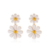 Wholesale Stainless Steel Doublelayer Flower Earrings For Women Electroplated Flower Design