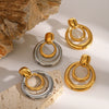 Wholesale Stainless Steel Doublelayer Hollow Geometric Earrings For Women Simple Style With Electroplating