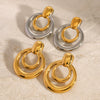 Wholesale Stainless Steel Doublelayer Hollow Geometric Earrings For Women Simple Style With Electroplating