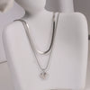 Wholesale Stainless Steel Doublelayer Love Peach Heart Necklace Electroplated Unisex Simple Elegant Jewelry