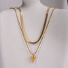 Wholesale Stainless Steel Doublelayer Love Peach Heart Necklace Electroplated Unisex Simple Elegant Jewelry