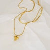 Wholesale Stainless Steel Doublelayer Love Peach Heart Necklace With Snake Bone Chain And Electroplating Treatment