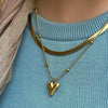 Wholesale Stainless Steel Doublelayer Love Peach Heart Necklace With Snake Bone Chain And Electroplating Treatment