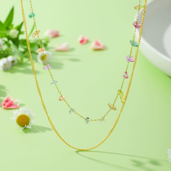 Wholesale Stainless Steel Doublelayer Necklace With Geometric Pattern Electroplating For Women