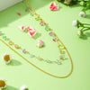 Wholesale Stainless Steel Doublelayer Necklace With Geometric Pattern Electroplating For Women