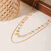 Wholesale Stainless Steel Doublelayer Necklace With Geometric Pattern Electroplating For Women
