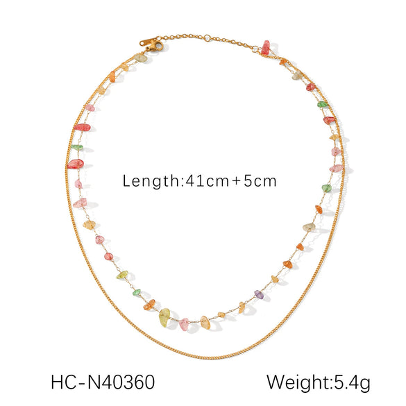 Wholesale Stainless Steel Doublelayer Necklace With Geometric Pattern Electroplating For Women