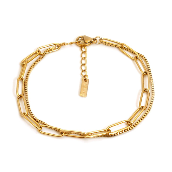 Wholesale Stainless Steel Doublelayer Simple Geometric Bracelet With Electroplating Jewelry