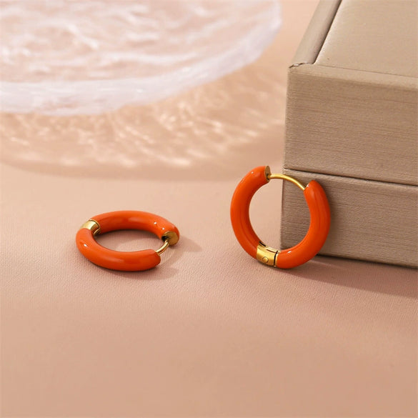 Wholesale Stainless Steel Dripping Oil Geometric Round Women's Earrings