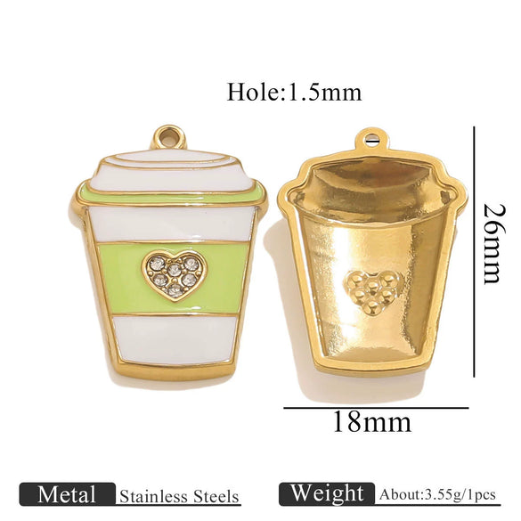 Wholesale Stainless Steel Dripping Oil Ice Cream Cup Phone Charm Pendant Jewelry Accessories